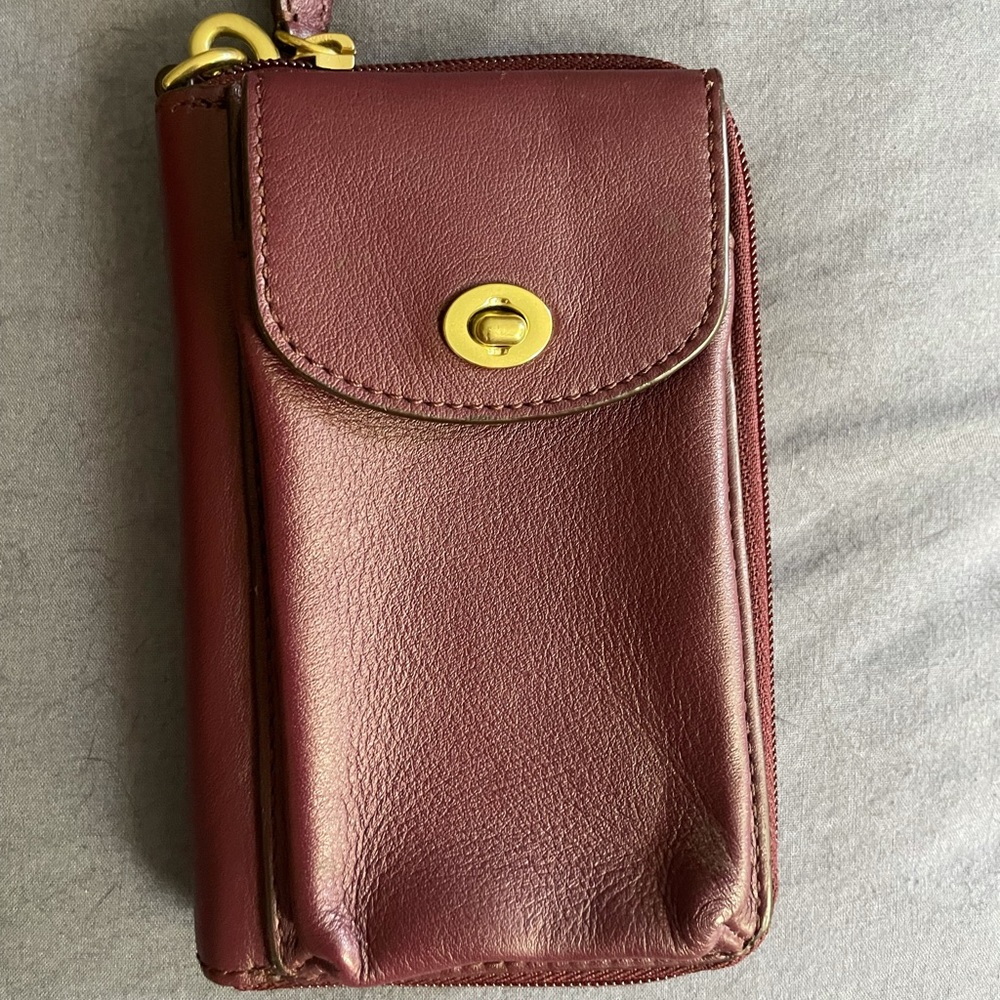 Burgundy Coach Wrislet/Wallet/Cell Phone Holder